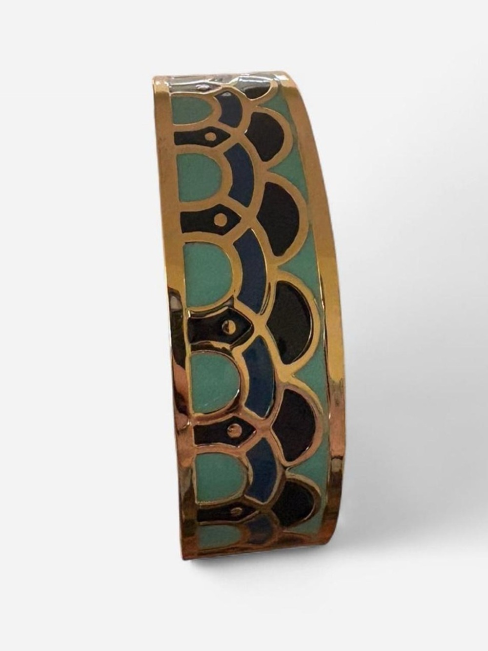 Talbots Gold-Tone Bracelet with Teal and Navy Enamel